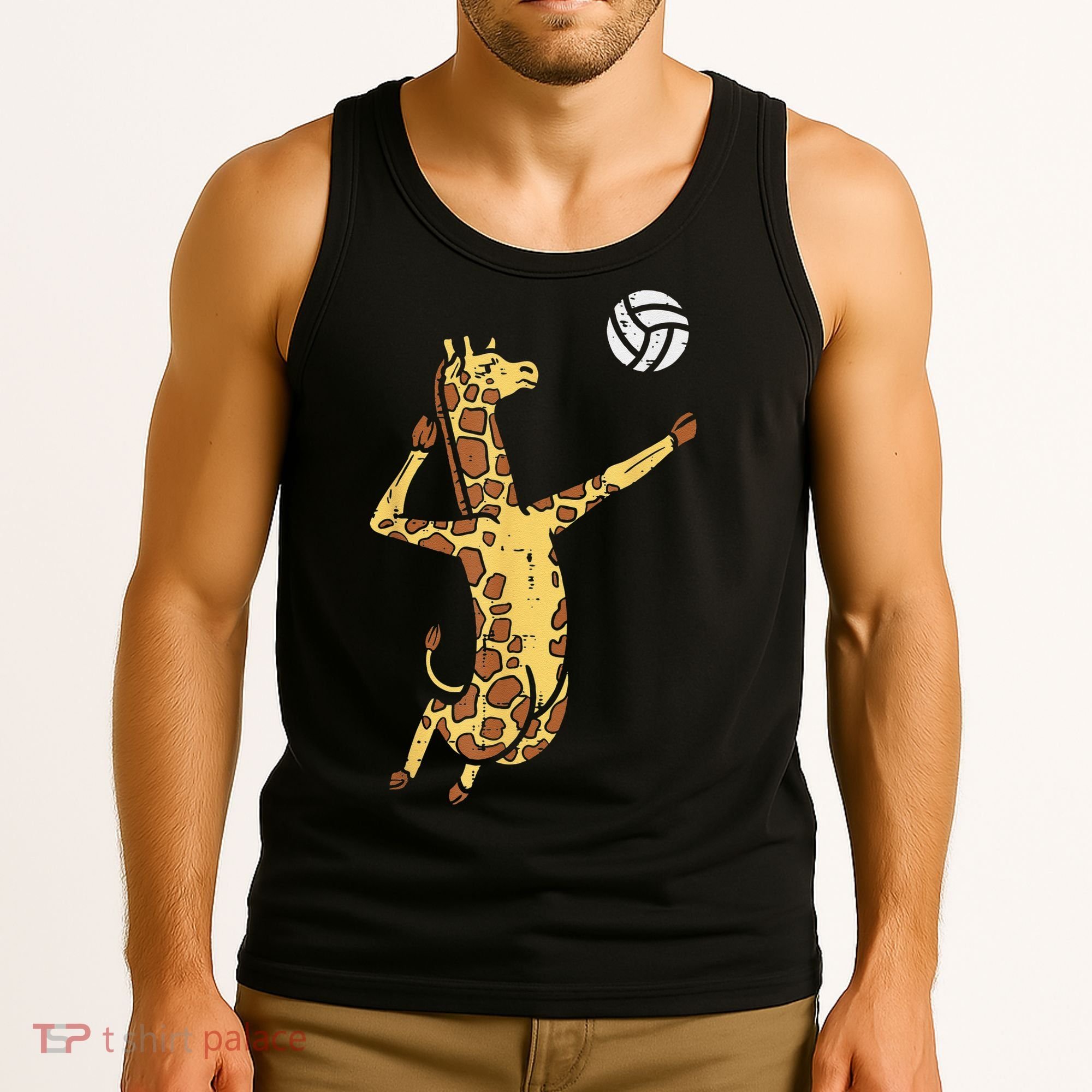 funny Giraffe Volleyball Spike Serve Player Spiker Tank Top