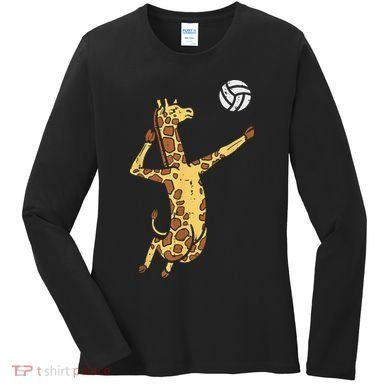 funny Giraffe Volleyball Spike Serve Player Spiker Women's Long Sleeve Shirt