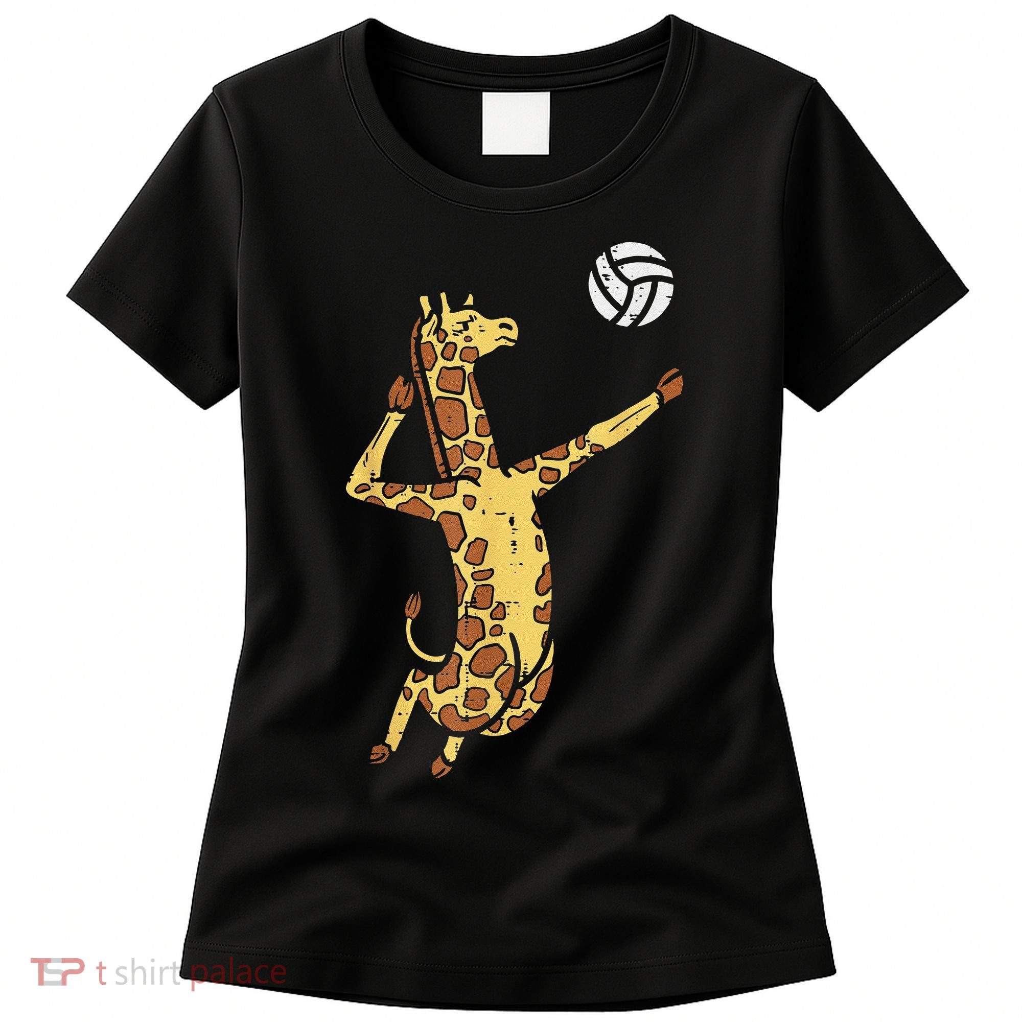 funny Giraffe Volleyball Spike Serve Player Spiker Women's T-Shirt