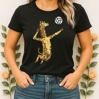 funny Giraffe Volleyball Spike Serve Player Spiker Women's T-Shirt thumb 2