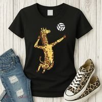 funny Giraffe Volleyball Spike Serve Player Spiker Women's T-Shirt thumb 3