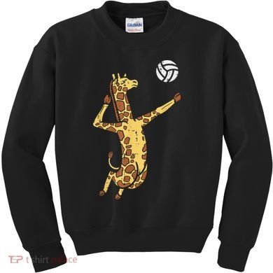 funny Giraffe Volleyball Spike Serve Player Spiker Kids Sweatshirt