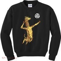 funny Giraffe Volleyball Spike Serve Player Spiker Kids Sweatshirt thumb 0