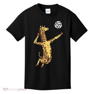 funny Giraffe Volleyball Spike Serve Player Spiker Kids T-Shirt