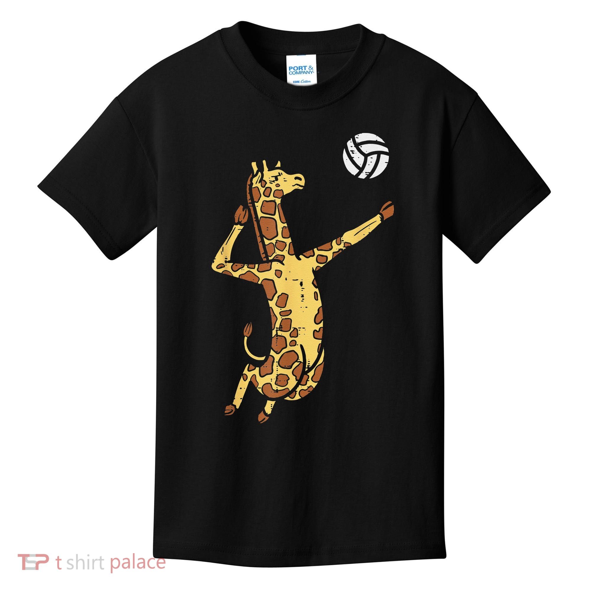 funny Giraffe Volleyball Spike Serve Player Spiker Kids T-Shirt