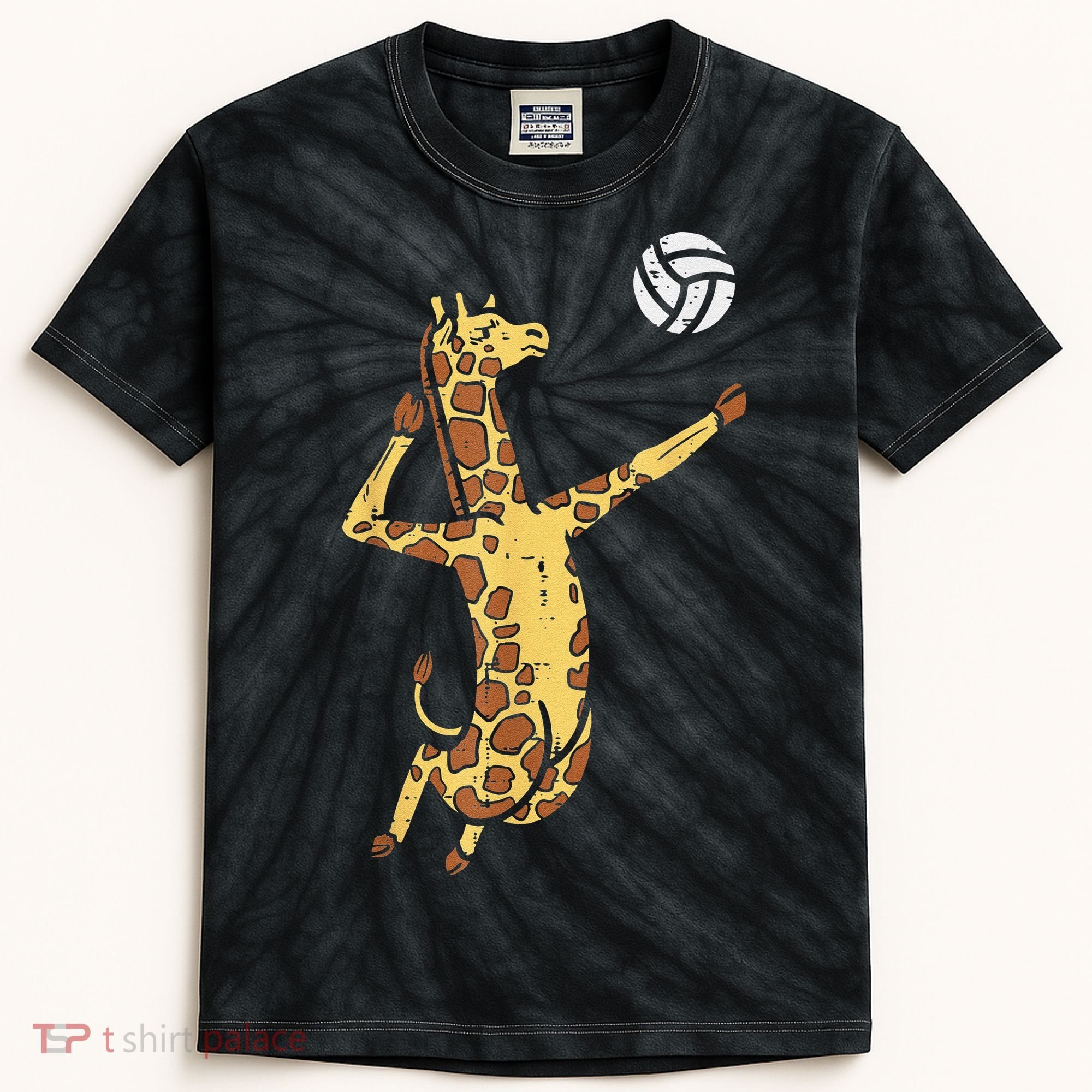 funny Giraffe Volleyball Spike Serve Player Spiker Kids Tie-Dye T-Shirt