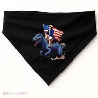 Funny George Washington Riding A Tyrannosaurus Rex Patriotic USA-Made Doggie Bandana thumb 0