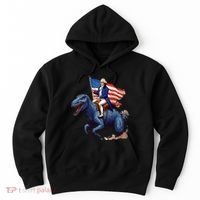 Funny George Washington Riding A Tyrannosaurus Rex Patriotic Hoodie thumb 0