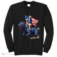 Funny George Washington Riding A Tyrannosaurus Rex Patriotic Sweatshirt thumb 0