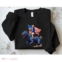 Funny George Washington Riding A Tyrannosaurus Rex Patriotic Sweatshirt thumb 2