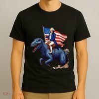Funny George Washington Riding A Tyrannosaurus Rex Patriotic T-Shirt thumb 3