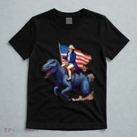Funny George Washington Riding A Tyrannosaurus Rex Patriotic T-Shirt thumb 5