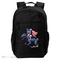 Funny George Washington Riding A Tyrannosaurus Rex Patriotic Backpack thumb 0