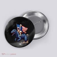 Funny George Washington Riding A Tyrannosaurus Rex Patriotic Button thumb 0