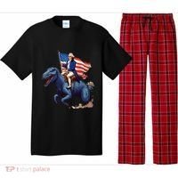 Funny George Washington Riding A Tyrannosaurus Rex Patriotic Pajama Set thumb 0