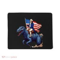 Funny George Washington Riding A Tyrannosaurus Rex Patriotic Mousepad thumb 0
