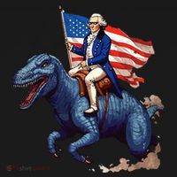 Funny George Washington Riding A Tyrannosaurus Rex Patriotic Ornament thumb 1