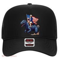 Funny George Washington Riding A Tyrannosaurus Rex Patriotic Hat thumb 0