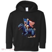 Funny George Washington Riding A Tyrannosaurus Rex Patriotic Toddler Hoodie thumb 0