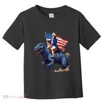 Funny George Washington Riding A Tyrannosaurus Rex Patriotic Toddler T-Shirt thumb 0