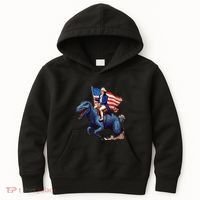Funny George Washington Riding A Tyrannosaurus Rex Patriotic Kids Hoodie thumb 0