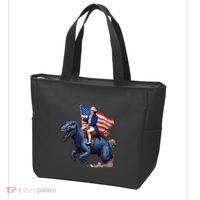 Funny George Washington Riding A Tyrannosaurus Rex Patriotic Tote Bag thumb 3
