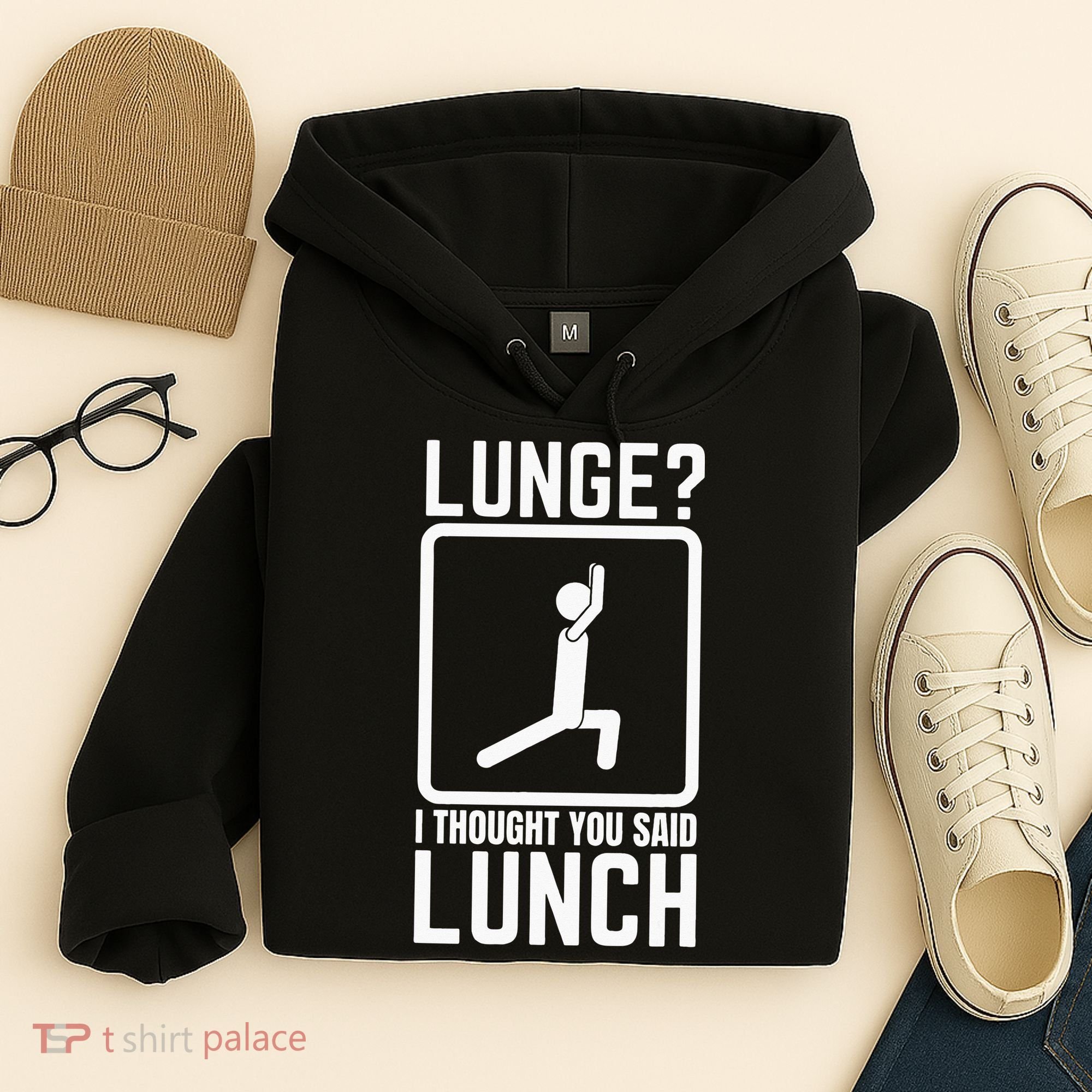 Funny Gym Workout Top Lunge Lunch Stick Figure Hoodie