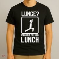Funny Gym Workout Top Lunge Lunch Stick Figure T-Shirt thumb 3