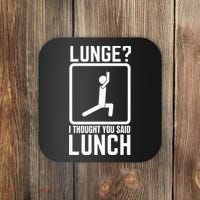 Funny Gym Workout Top Lunge Lunch Stick Figure Coaster thumb 0