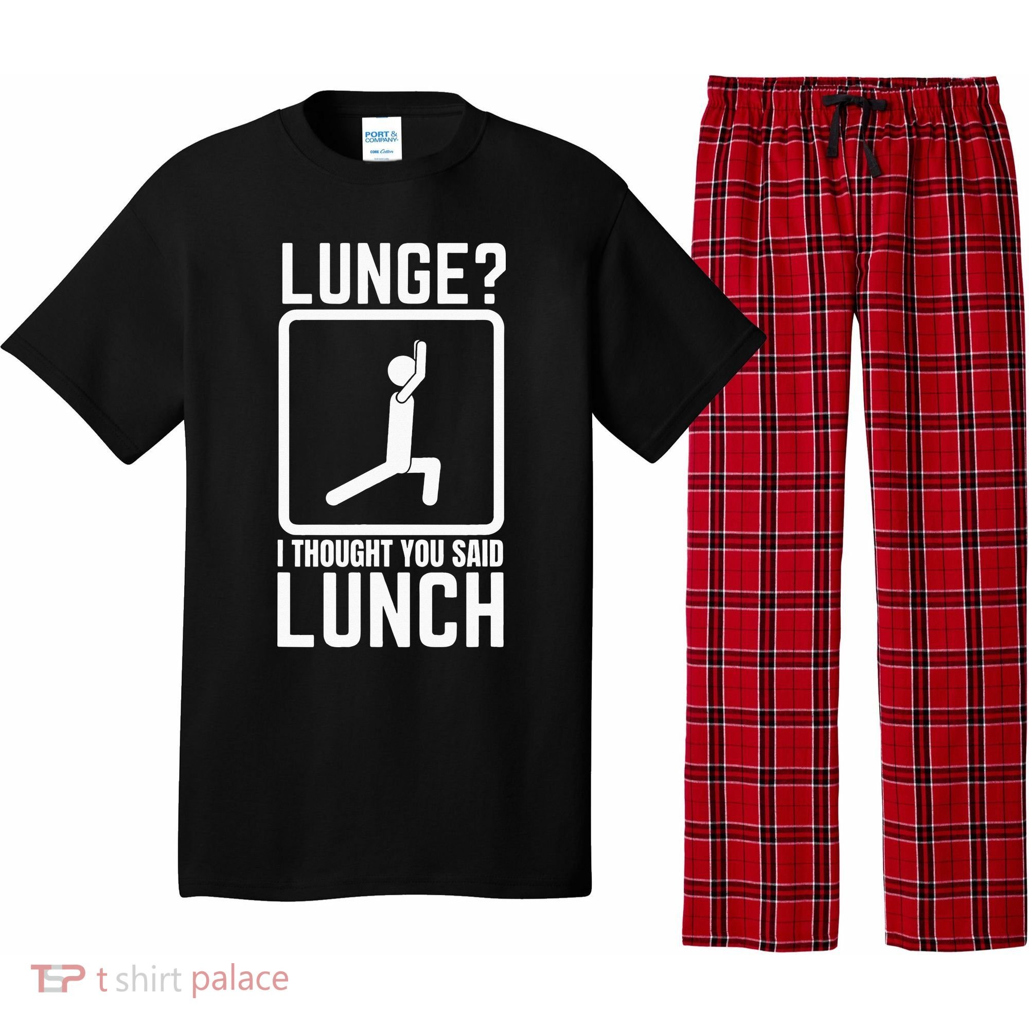 Funny Gym Workout Top Lunge Lunch Stick Figure Pajama Set