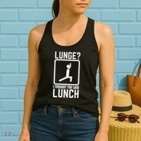 Funny Gym Workout Top Lunge Lunch Stick Figure Women's Tank Top thumb 2