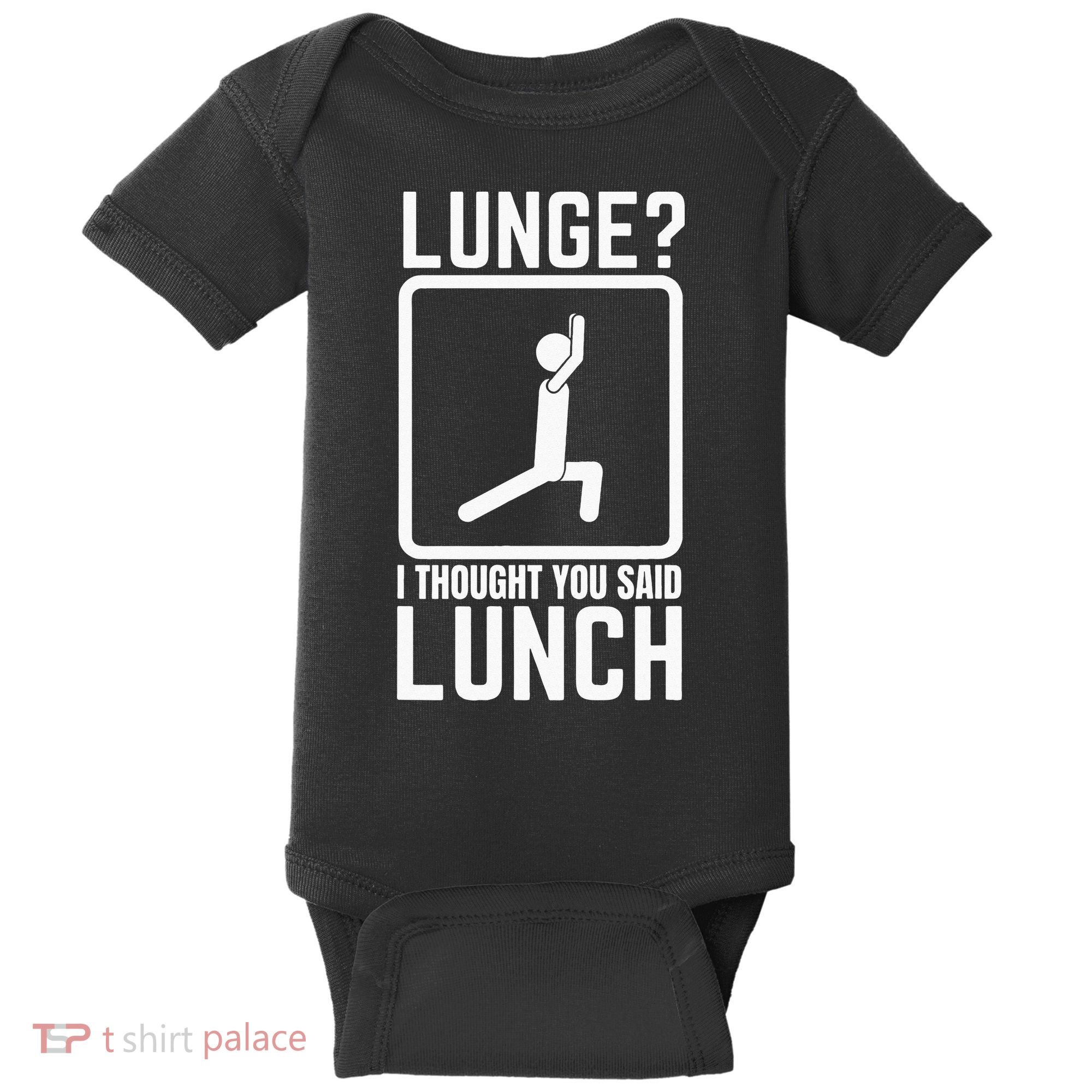 Funny Gym Workout Top Lunge Lunch Stick Figure Baby Bodysuit