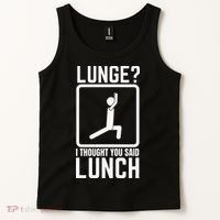 Funny Gym Workout Top Lunge Lunch Stick Figure Tank Top thumb 2