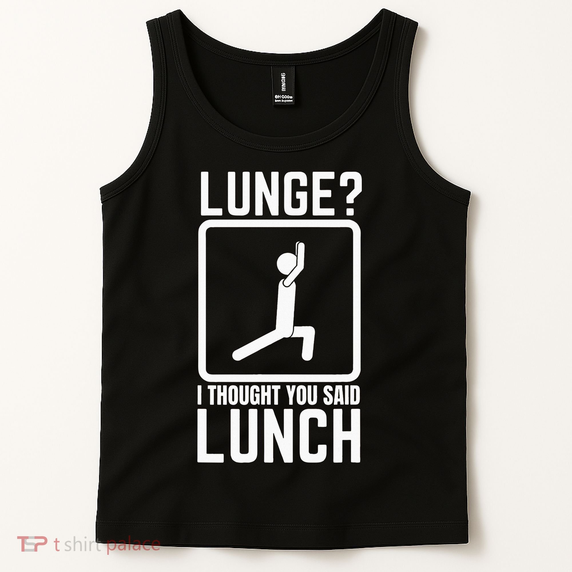Funny Gym Workout Top Lunge Lunch Stick Figure Tank Top
