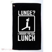 Funny Gym Workout Top Lunge Lunch Stick Figure Golf Towel thumb 0