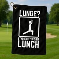 Funny Gym Workout Top Lunge Lunch Stick Figure Golf Towel thumb 1