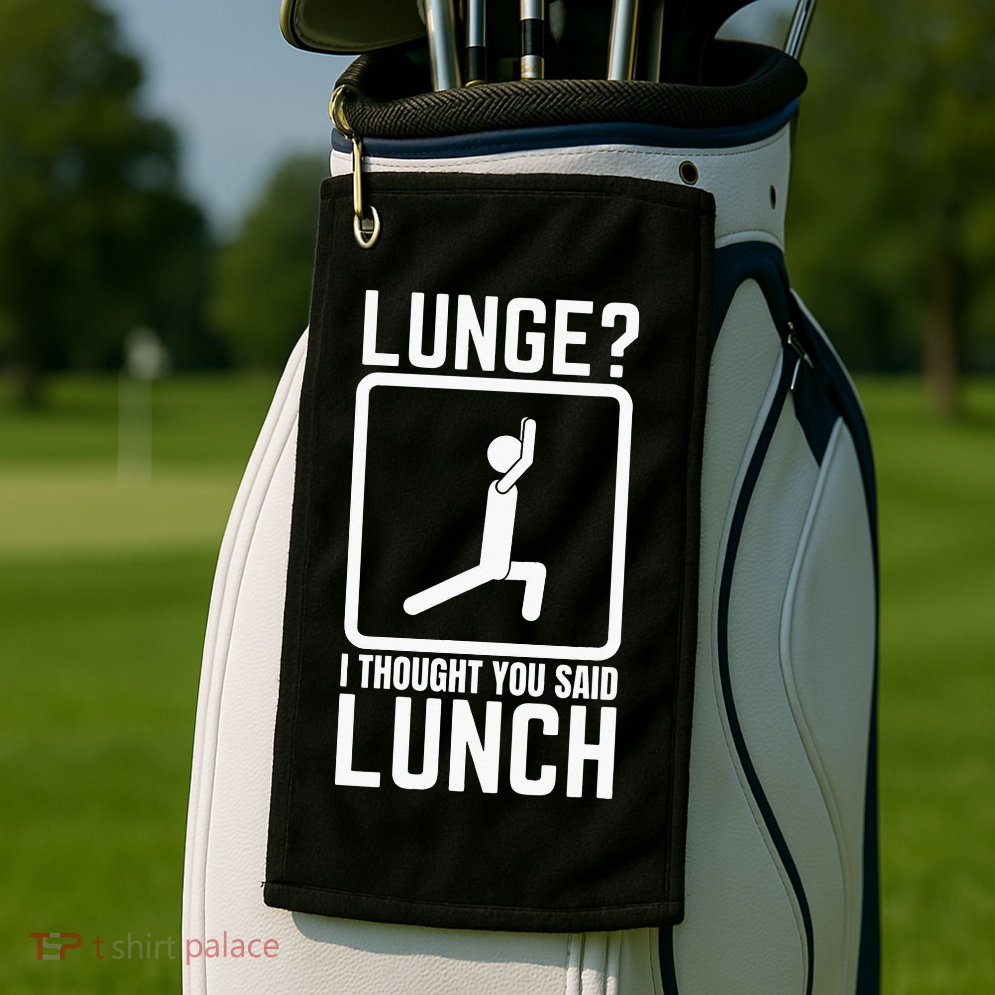 Funny Gym Workout Top Lunge Lunch Stick Figure Golf Towel
