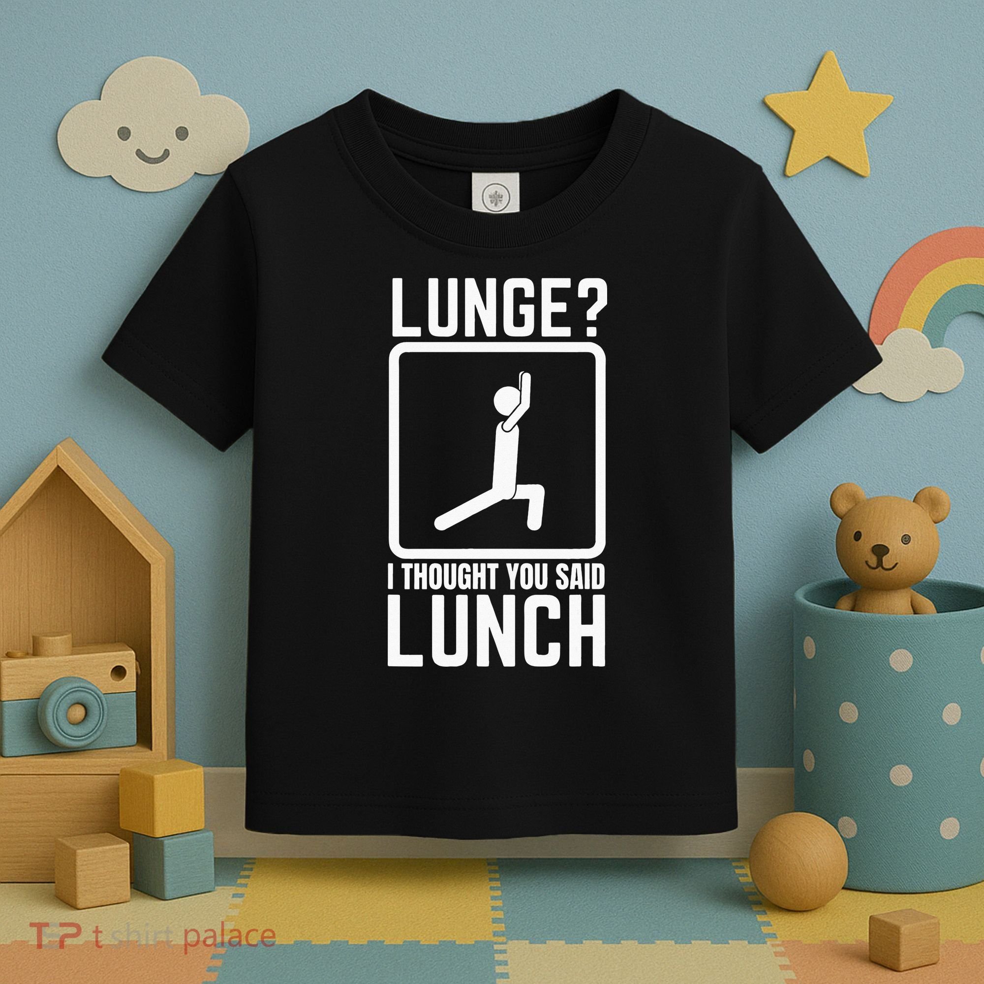 Funny Gym Workout Top Lunge Lunch Stick Figure Toddler T-Shirt
