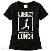 Funny Gym Workout Top Lunge Lunch Stick Figure Women's T-Shirt thumb 0