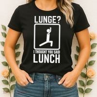 Funny Gym Workout Top Lunge Lunch Stick Figure Women's T-Shirt thumb 2
