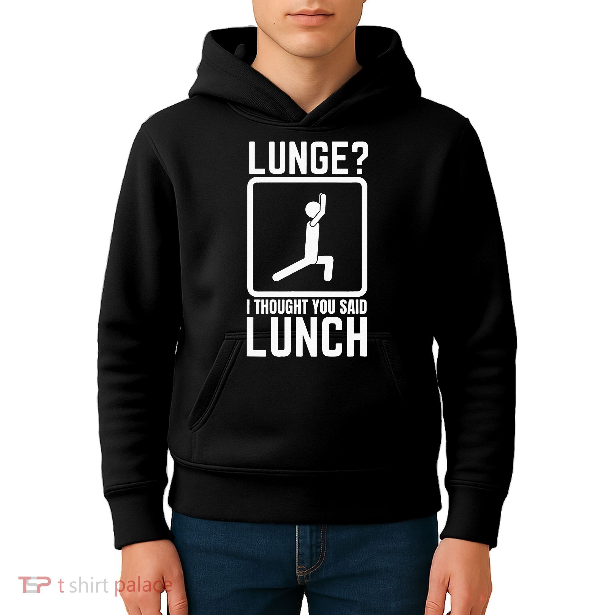 Funny Gym Workout Top Lunge Lunch Stick Figure Kids Hoodie