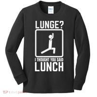 Funny Gym Workout Top Lunge Lunch Stick Figure Kids Long Sleeve Shirt thumb 0