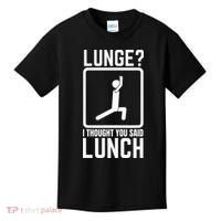 Funny Gym Workout Top Lunge Lunch Stick Figure Kids T-Shirt thumb 0