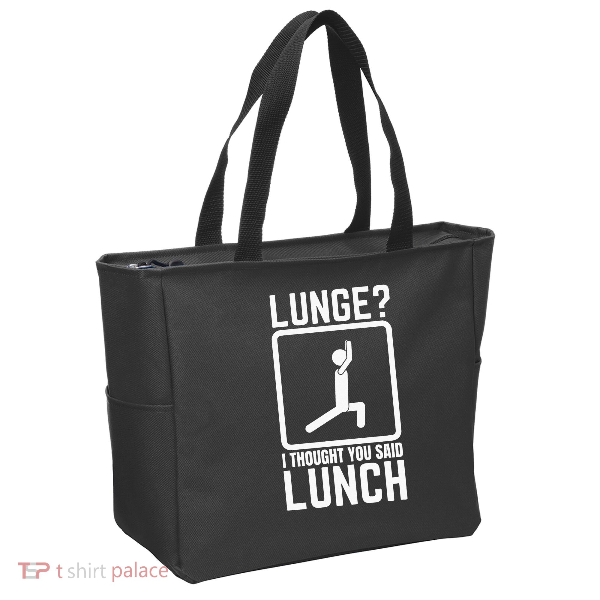 Funny Gym Workout Top Lunge Lunch Stick Figure Tote Bag