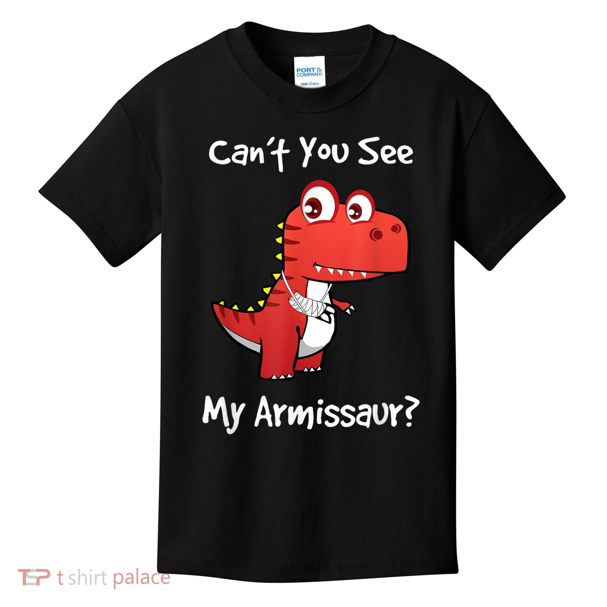 Funny Get Well Broken Arm Gift Dinosaur With A Cast Kids T-Shirt