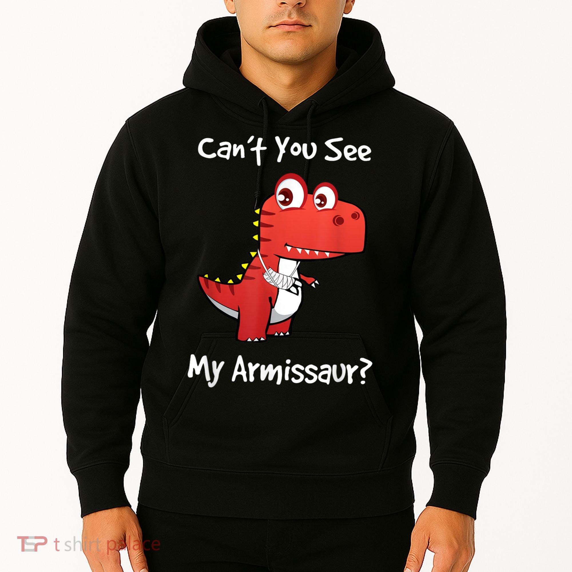 Funny Get Well Broken Arm Dinosaur With A Cast Hoodie