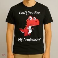 Funny Get Well Broken Arm Dinosaur With A Cast T-Shirt thumb 3