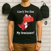 Funny Get Well Broken Arm Dinosaur With A Cast T-Shirt thumb 6