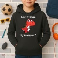 Funny Get Well Broken Arm Dinosaur With A Cast Kids Hoodie thumb 2