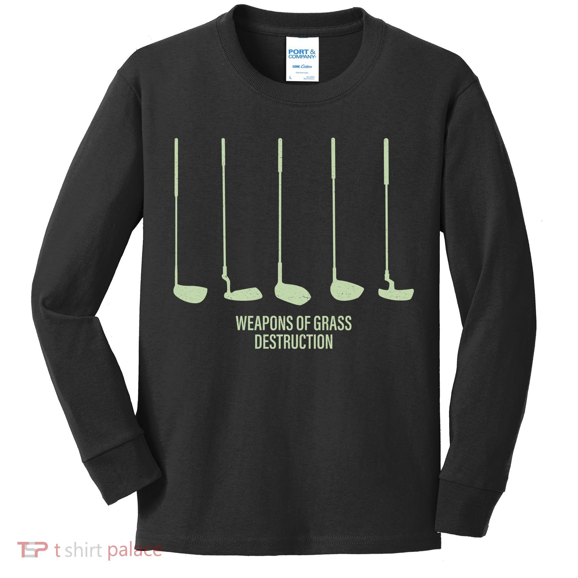 Funny Golf Weapons Of Grass Destruction Golf Clubs Drivers Kids Long Sleeve Shirt